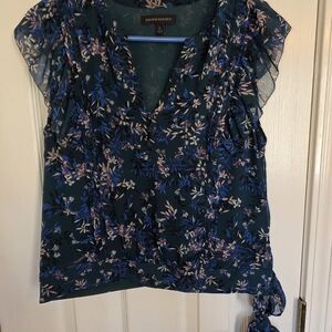 Banana Republic Women's Floral Top - Blue and Pink